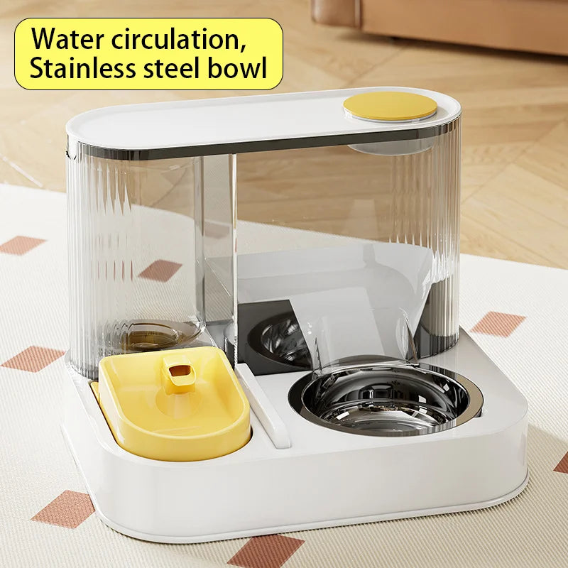 Cat Bowl with Water Dispenser – Automatic Food & Water Station for Cats and Small Dogs