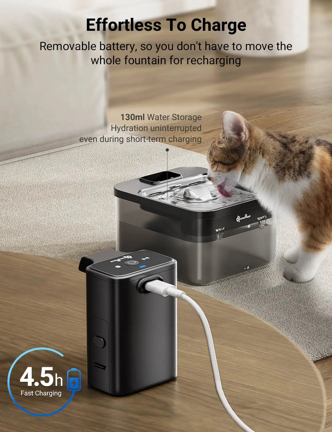 DownyPaws 2.5L Wireless Stainless Steel Cat Water Fountain with Motion Sensor
