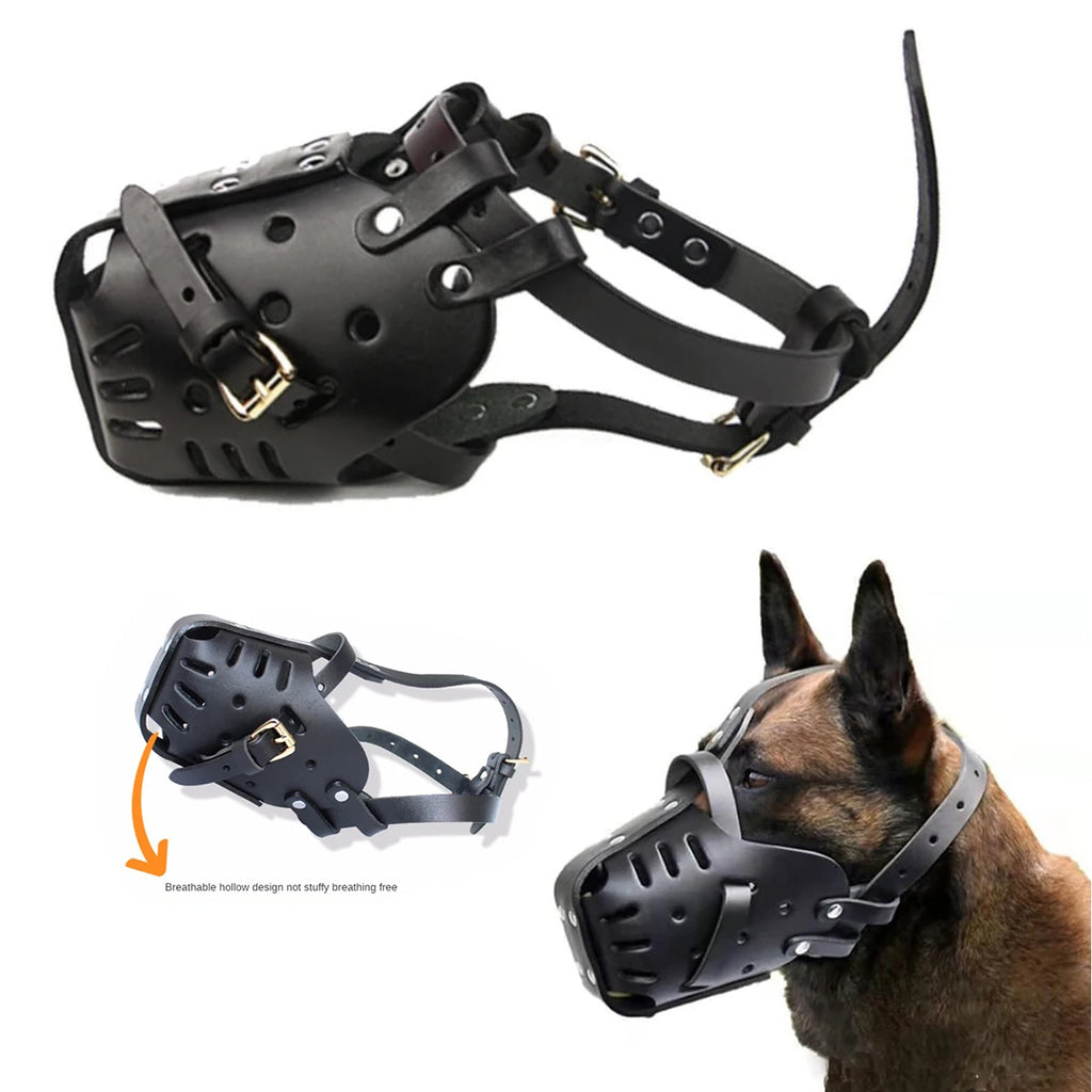 Leather Dog Muzzle – Anti-Bite Basket Mask for Training & Safety (Small to Large Dogs)