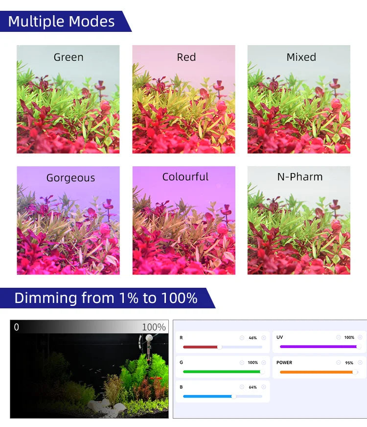 WEEK AQUA Mini 9 Pro USB Full‑Spectrum Aquarium Light – Compact Plant & Nano‑Tank LED with App Control