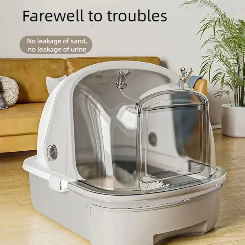 Cat litter box extra large, fully semi enclosed drawer style, odor proof and splash proof, cat litter box, cat supplies, portabl