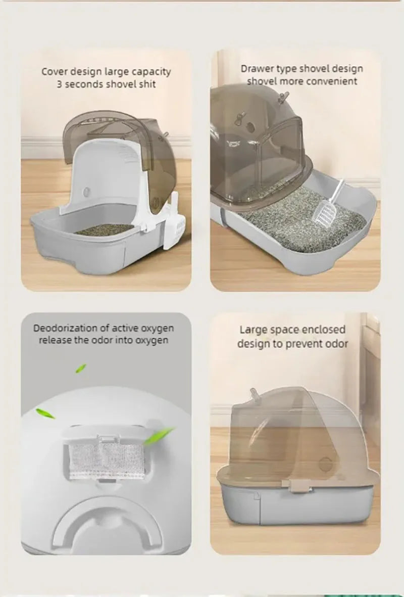 Cat litter box extra large, fully semi enclosed drawer style, odor proof and splash proof, cat litter box, cat supplies, portabl