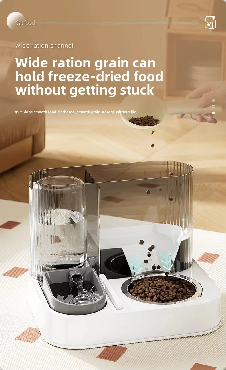 Cat Bowl with Water Dispenser – Automatic Food & Water Station for Cats and Small Dogs