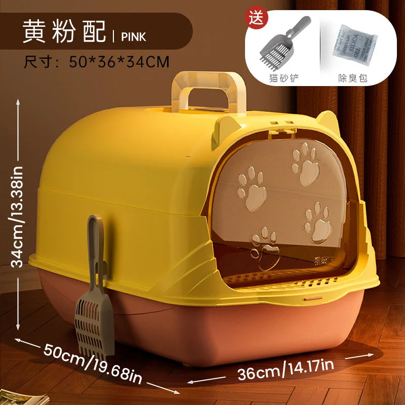 Oversized Cat Litter Box – Enclosed or Semi-Enclosed, Odor & Splash Proof
