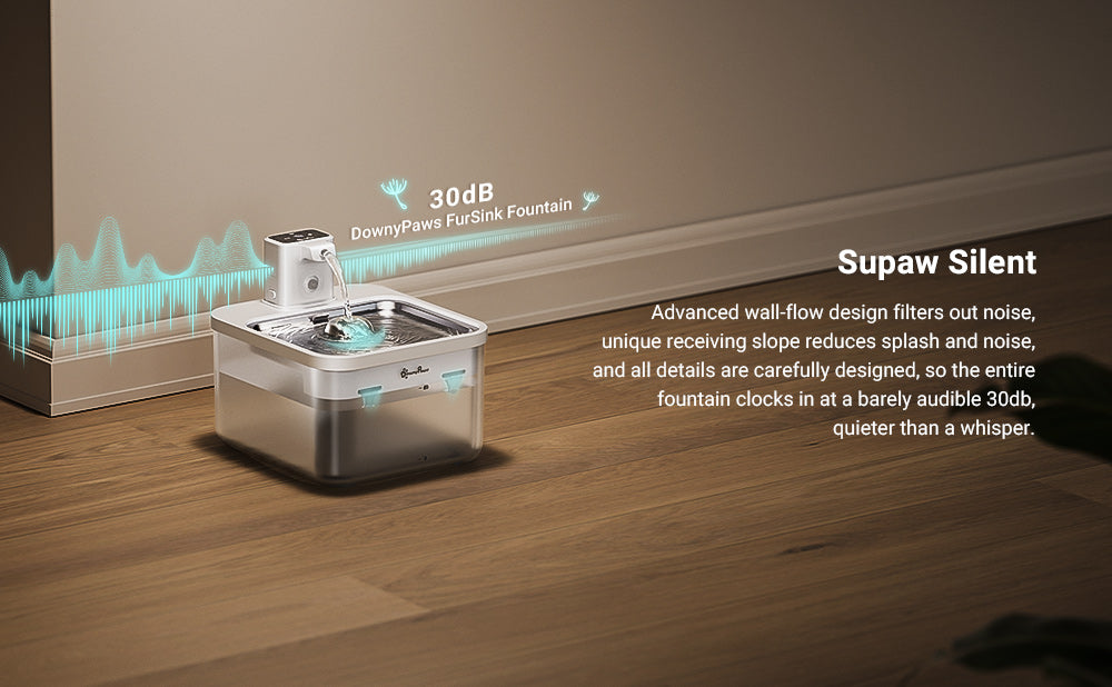 DownyPaws 2.5L Wireless Stainless Steel Cat Water Fountain with Motion Sensor