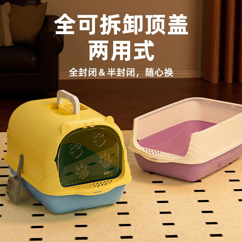 Oversized Cat Litter Box – Enclosed or Semi-Enclosed, Odor & Splash Proof