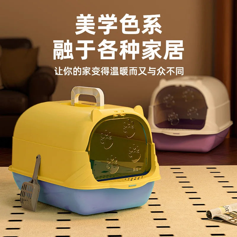 Oversized Cat Litter Box – Enclosed or Semi-Enclosed, Odor & Splash Proof