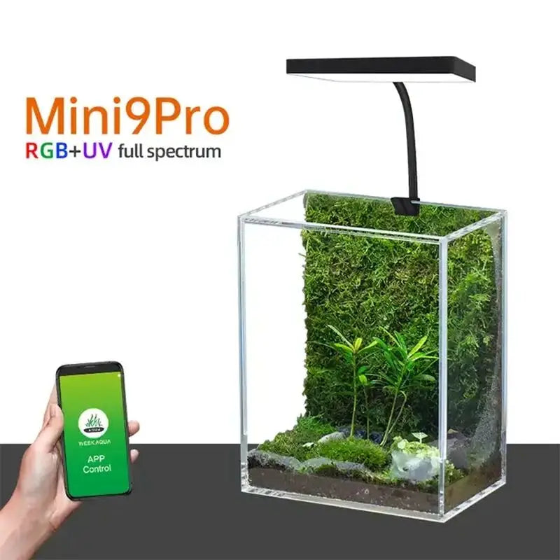 WEEK AQUA Mini 9 Pro USB Full‑Spectrum Aquarium Light – Compact Plant & Nano‑Tank LED with App Control