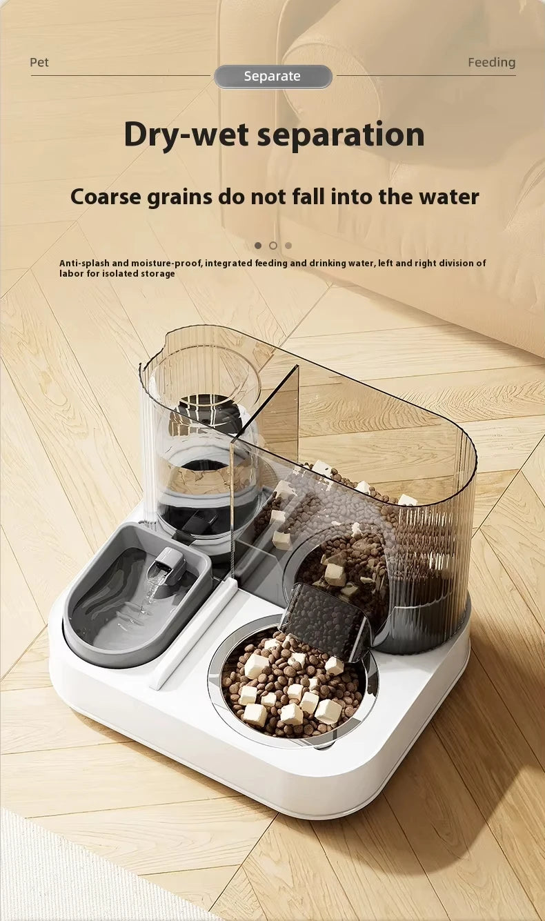 Cat Bowl with Water Dispenser – Automatic Food & Water Station for Cats and Small Dogs