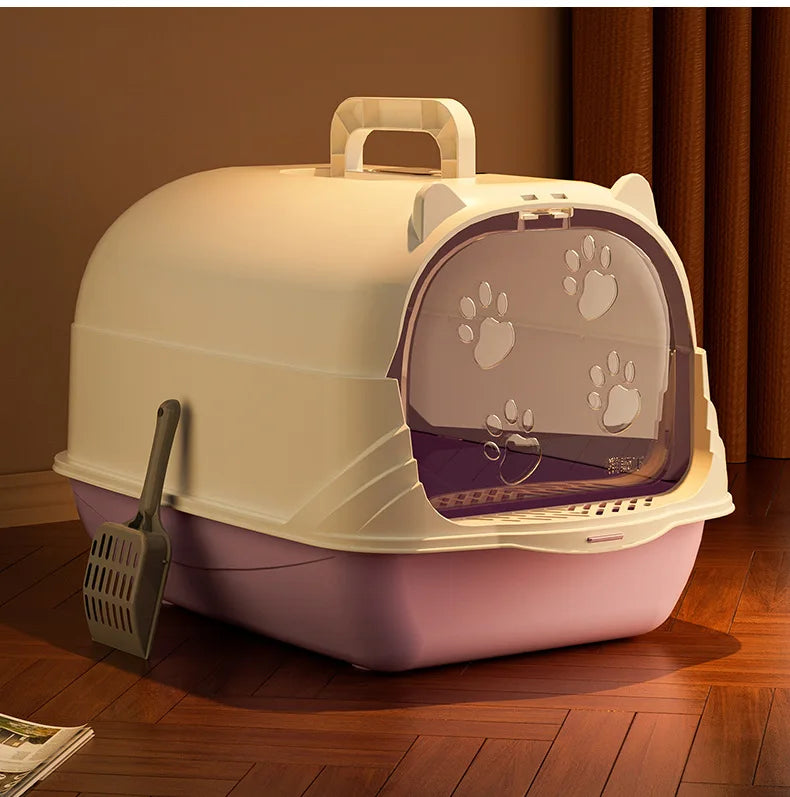 Oversized Cat Litter Box – Enclosed or Semi-Enclosed, Odor & Splash Proof
