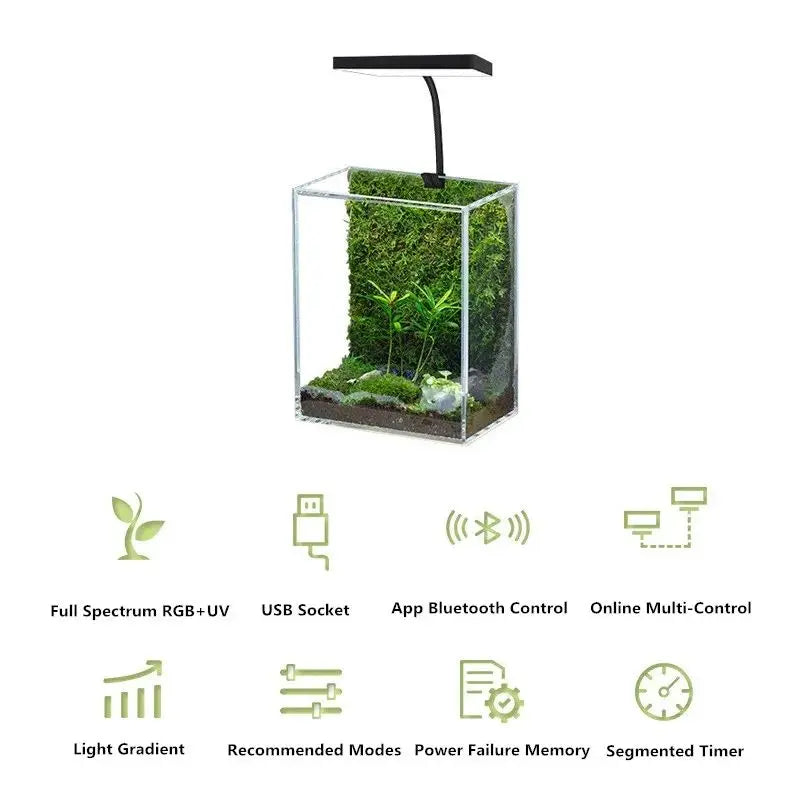 WEEK AQUA Mini 9 Pro USB Full‑Spectrum Aquarium Light – Compact Plant & Nano‑Tank LED with App Control