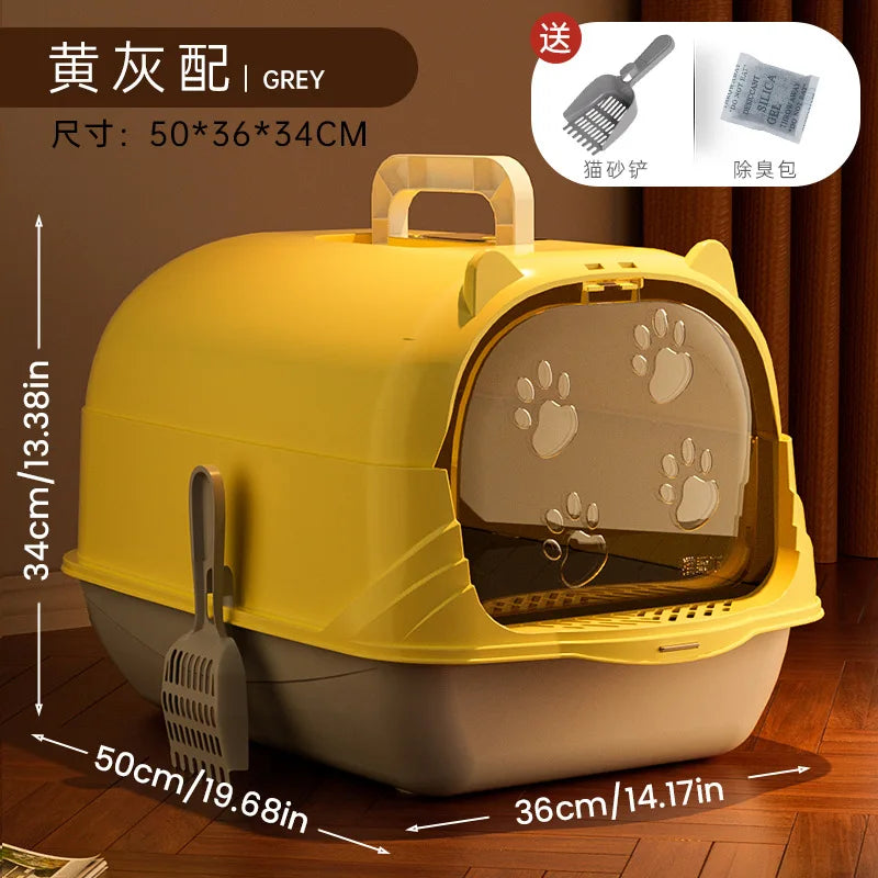 Oversized Cat Litter Box – Enclosed or Semi-Enclosed, Odor & Splash Proof
