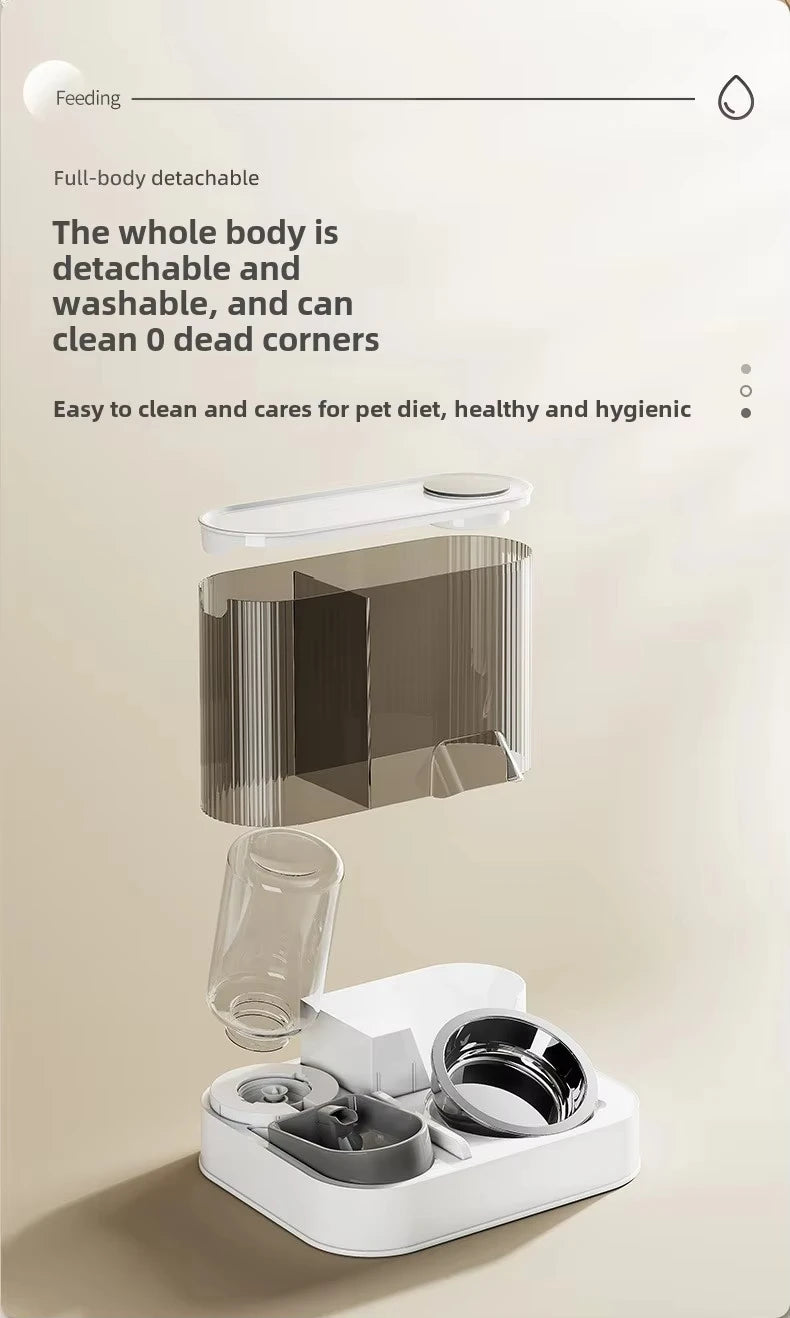 Cat Bowl with Water Dispenser – Automatic Food & Water Station for Cats and Small Dogs