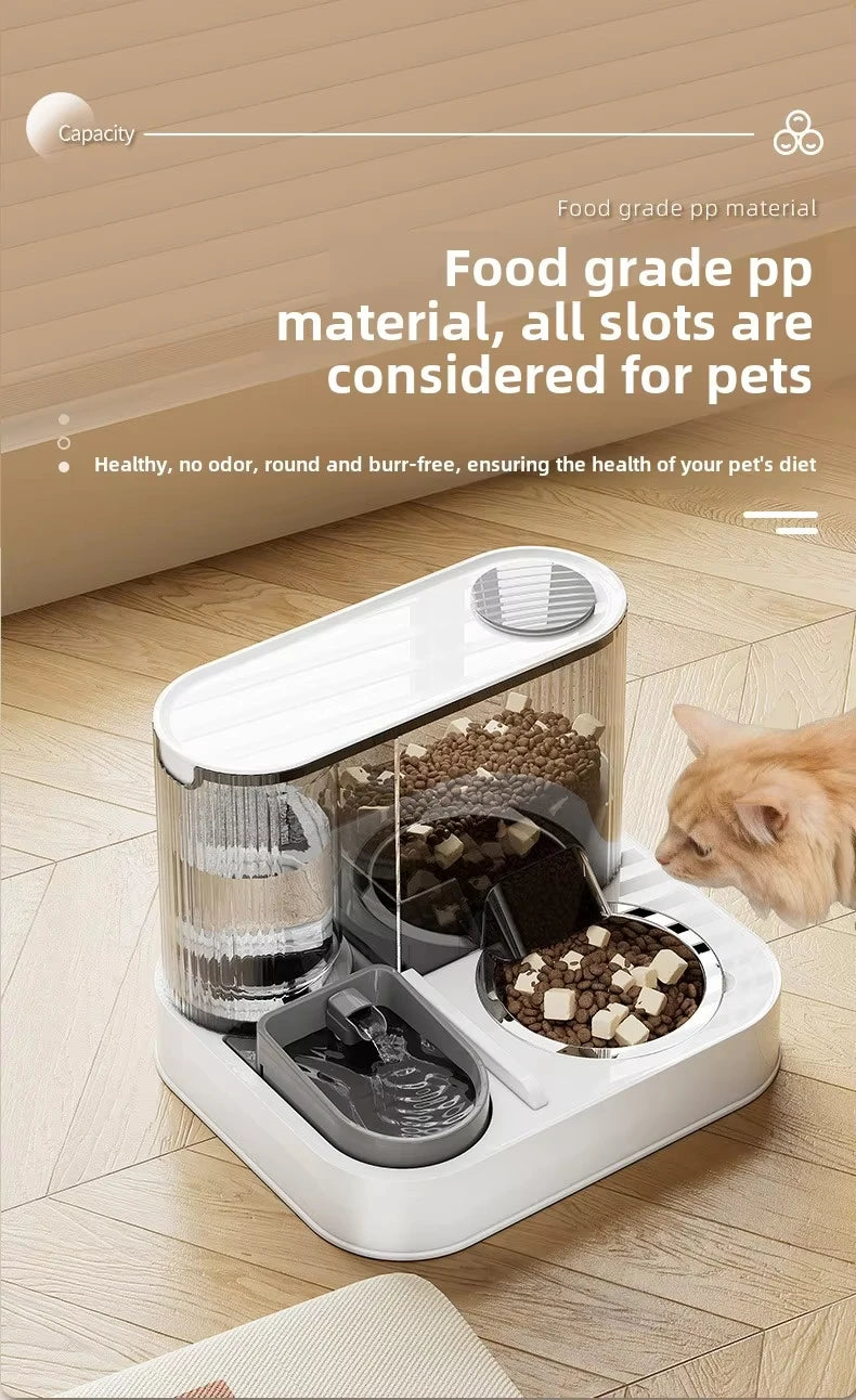 Cat Bowl with Water Dispenser – Automatic Food & Water Station for Cats and Small Dogs