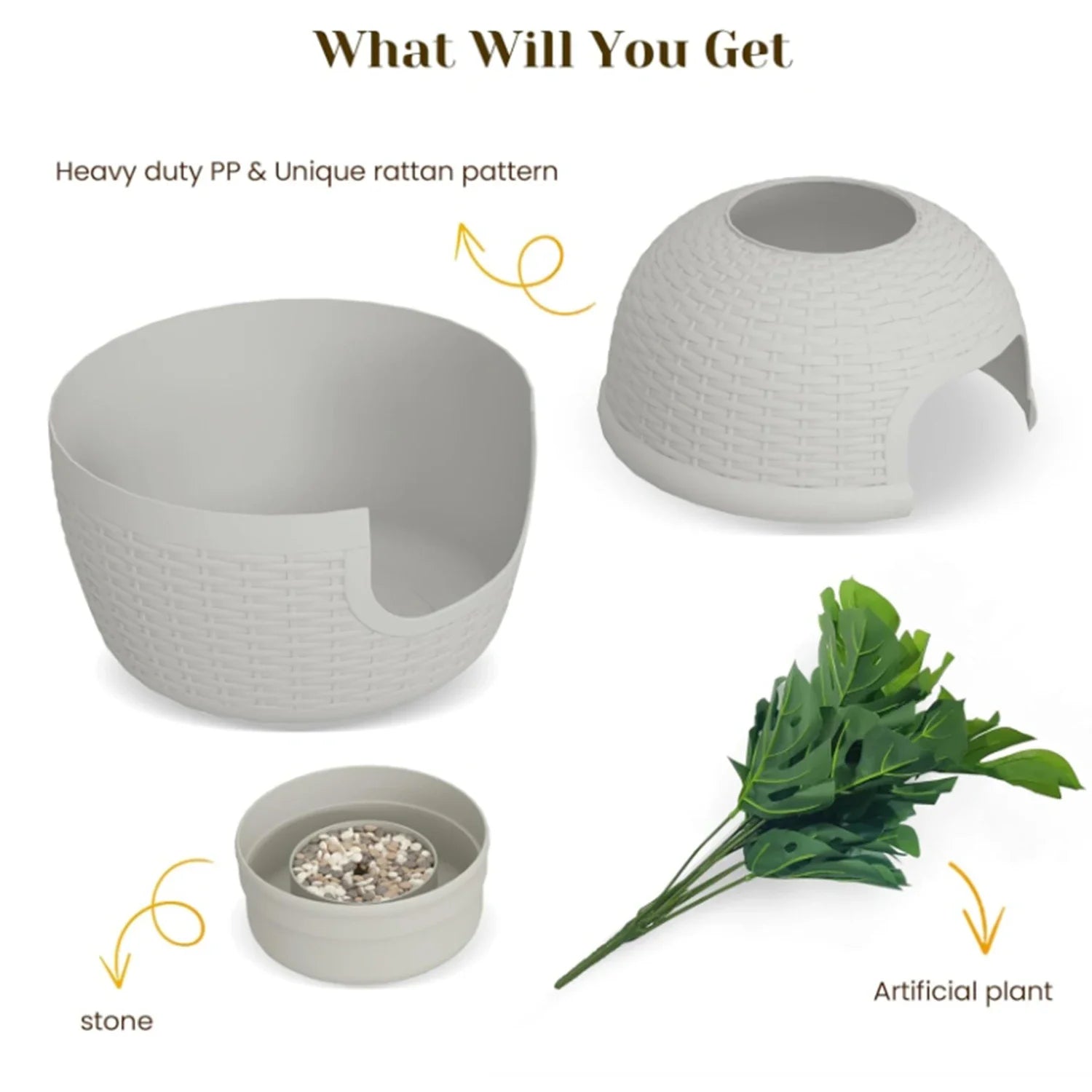 Decorative Cat Litter Box with Plant – Rattan Pattern Enclosure for Home