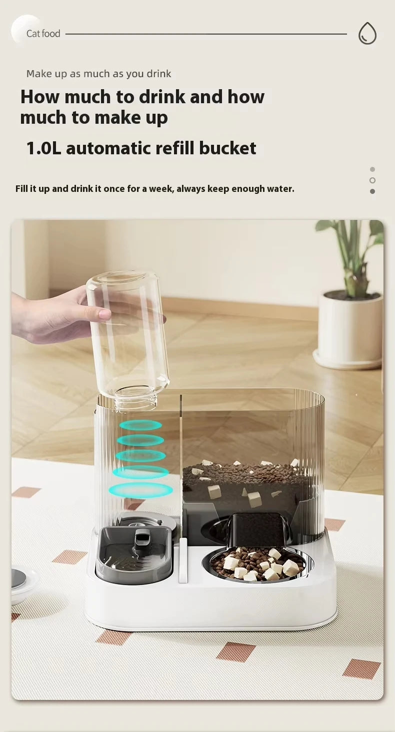 Cat Bowl with Water Dispenser – Automatic Food & Water Station for Cats and Small Dogs