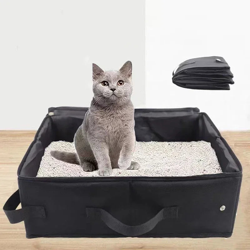 Foldable Waterproof Travel Litter Box – Compact, Clean, and Cat-Approved