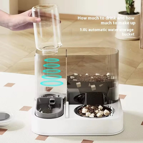 Cat Bowl with Water Dispenser – Automatic Food & Water Station for Cats and Small Dogs