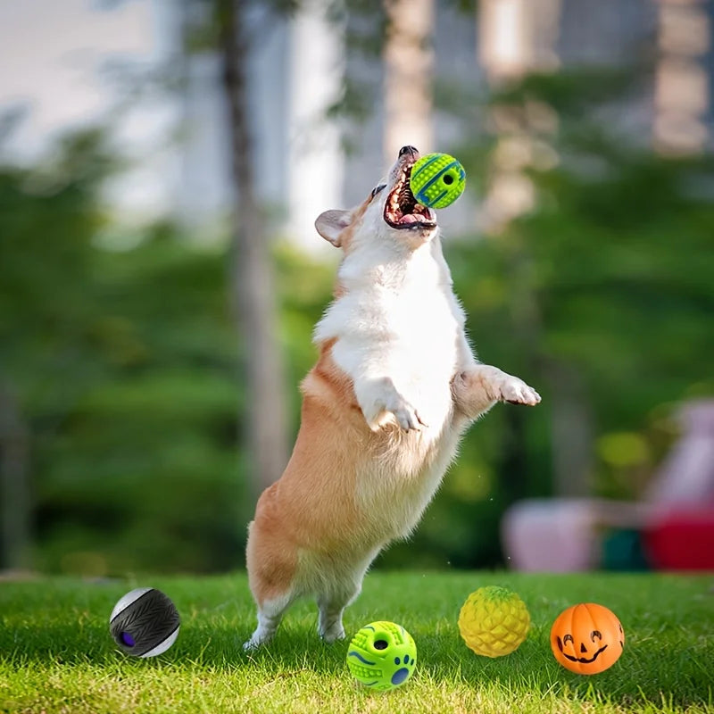 Squeaky Giggle Wobble Ball – Interactive & Durable Dog Toy with Fun Noises for All Breeds