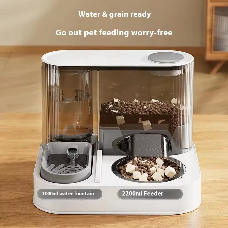 Cat Bowl with Water Dispenser – Automatic Food & Water Station for Cats and Small Dogs