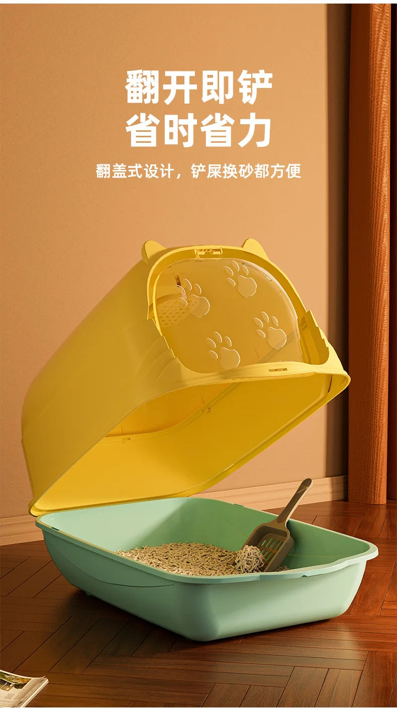 Oversized Cat Litter Box – Enclosed or Semi-Enclosed, Odor & Splash Proof