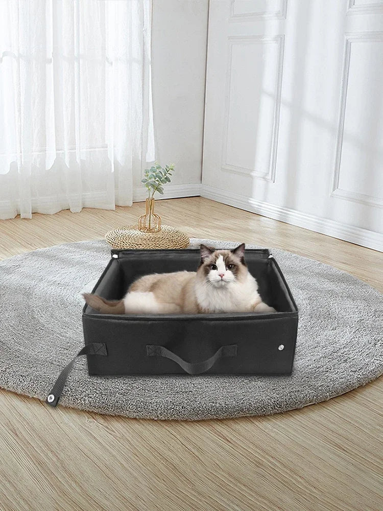 Foldable Waterproof Travel Litter Box – Compact, Clean, and Cat-Approved