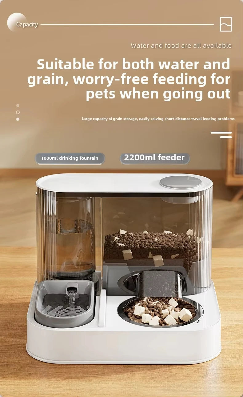 Cat Bowl with Water Dispenser – Automatic Food & Water Station for Cats and Small Dogs