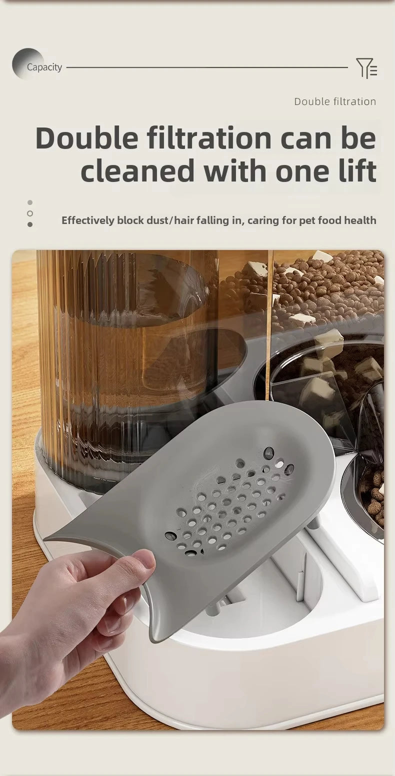 Cat Bowl with Water Dispenser – Automatic Food & Water Station for Cats and Small Dogs