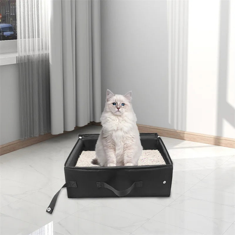 Foldable Waterproof Travel Litter Box – Compact, Clean, and Cat-Approved