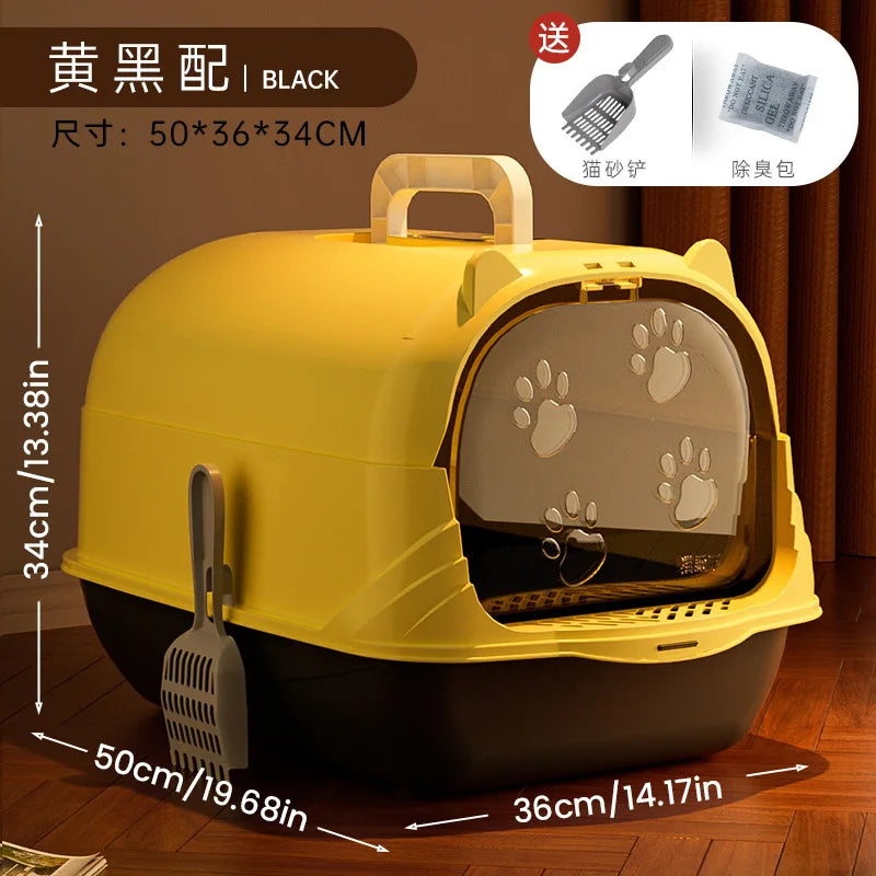 Oversized Cat Litter Box – Enclosed or Semi-Enclosed, Odor & Splash Proof