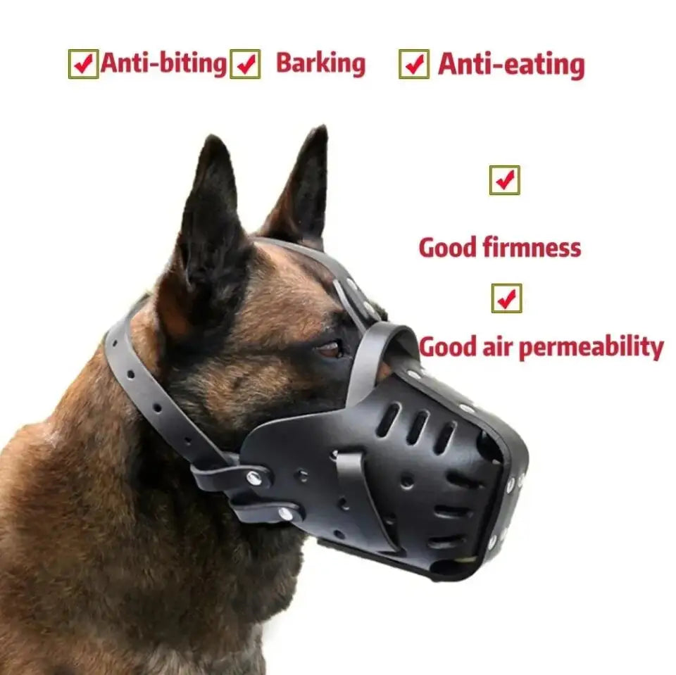 Leather Dog Muzzle – Anti-Bite Basket Mask for Training & Safety (Small to Large Dogs)