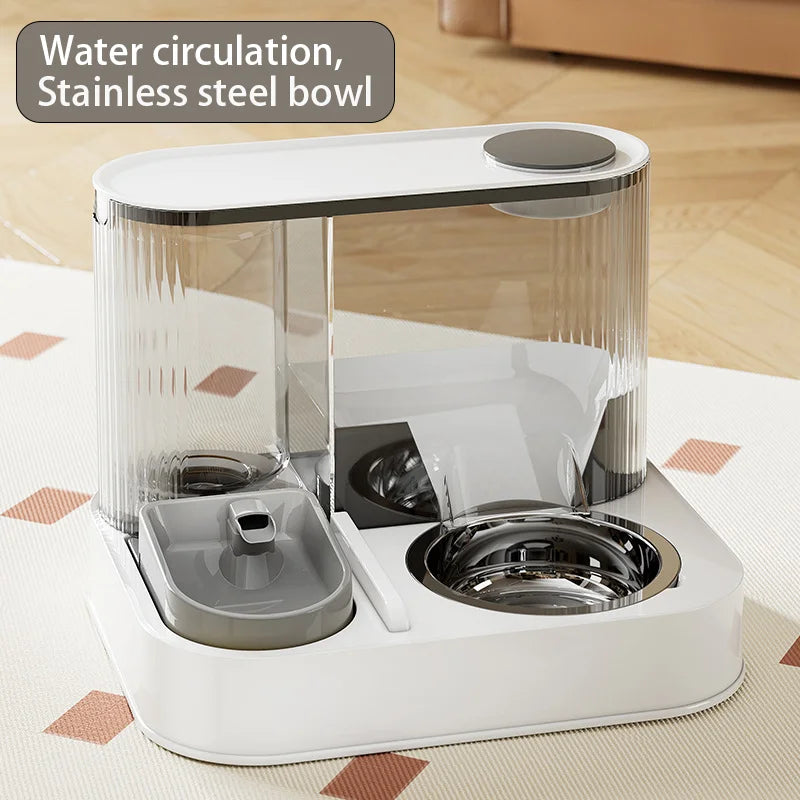 Cat Bowl with Water Dispenser – Automatic Food & Water Station for Cats and Small Dogs