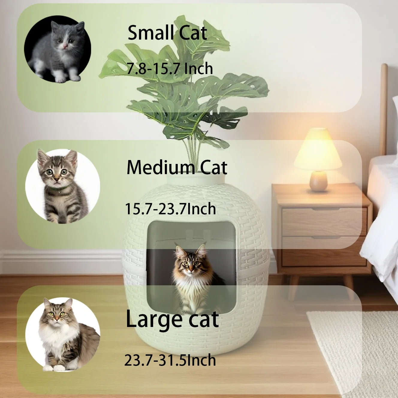 Decorative Cat Litter Box with Plant – Rattan Pattern Enclosure for Home