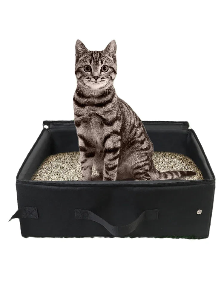 Foldable Waterproof Travel Litter Box – Compact, Clean, and Cat-Approved
