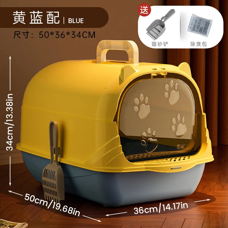 Oversized Cat Litter Box – Enclosed or Semi-Enclosed, Odor & Splash Proof