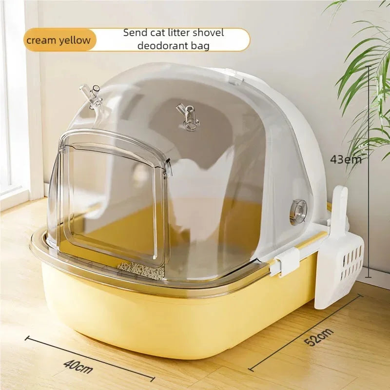 Cat litter box extra large, fully semi enclosed drawer style, odor proof and splash proof, cat litter box, cat supplies, portabl