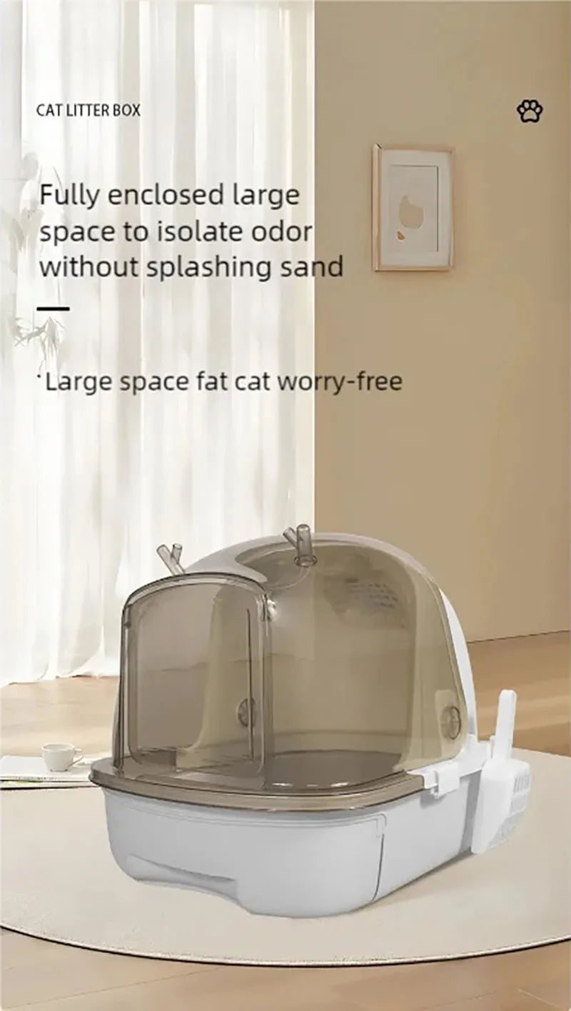 Cat litter box extra large, fully semi enclosed drawer style, odor proof and splash proof, cat litter box, cat supplies, portabl